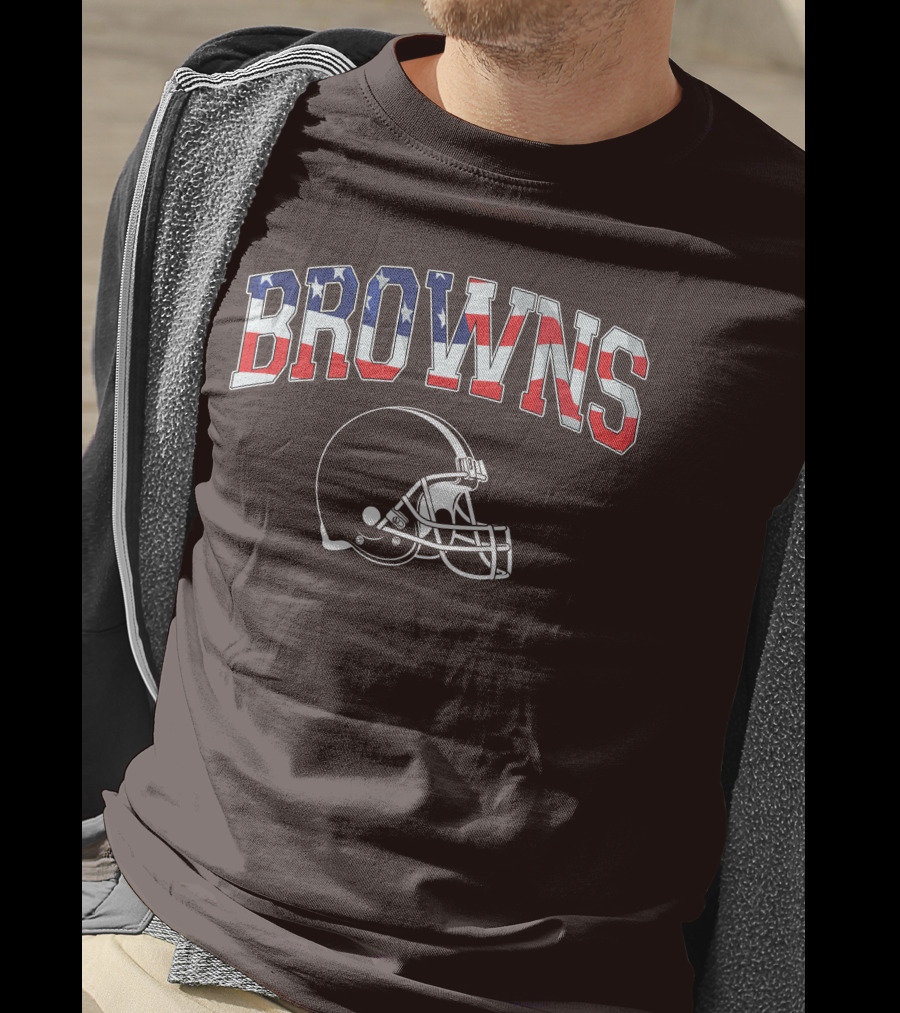 Browns American Flag Helmet T-Shirt