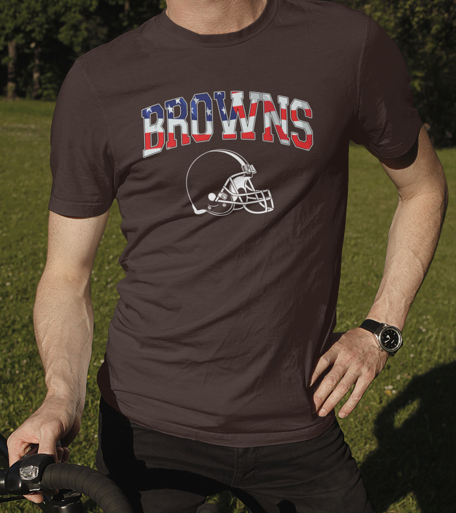 Browns American Flag Helmet T-Shirt