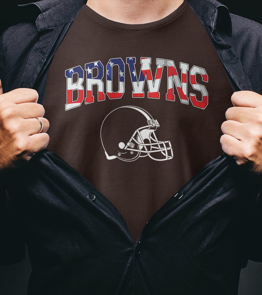 Browns American Flag Helmet T-Shirt