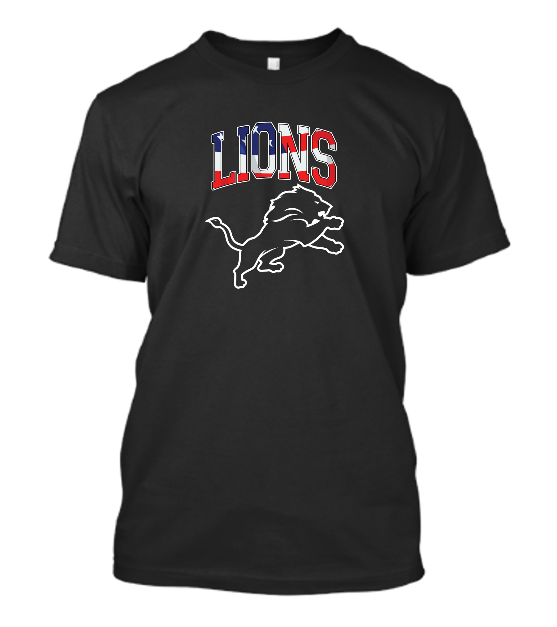 Lions American Flag Detroit Football Pride T-Shirt