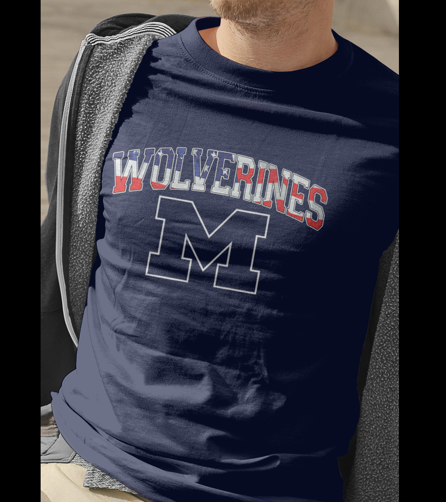 Michigan Wolverines American Flag M T-Shirt