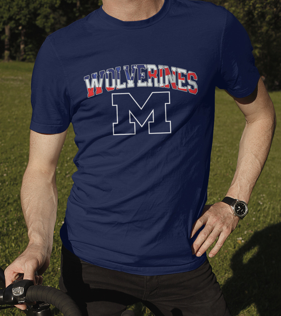 Michigan Wolverines American Flag M T-Shirt