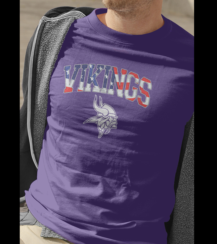Vikings American Flag Design Minnesota Football Team T-Shirt