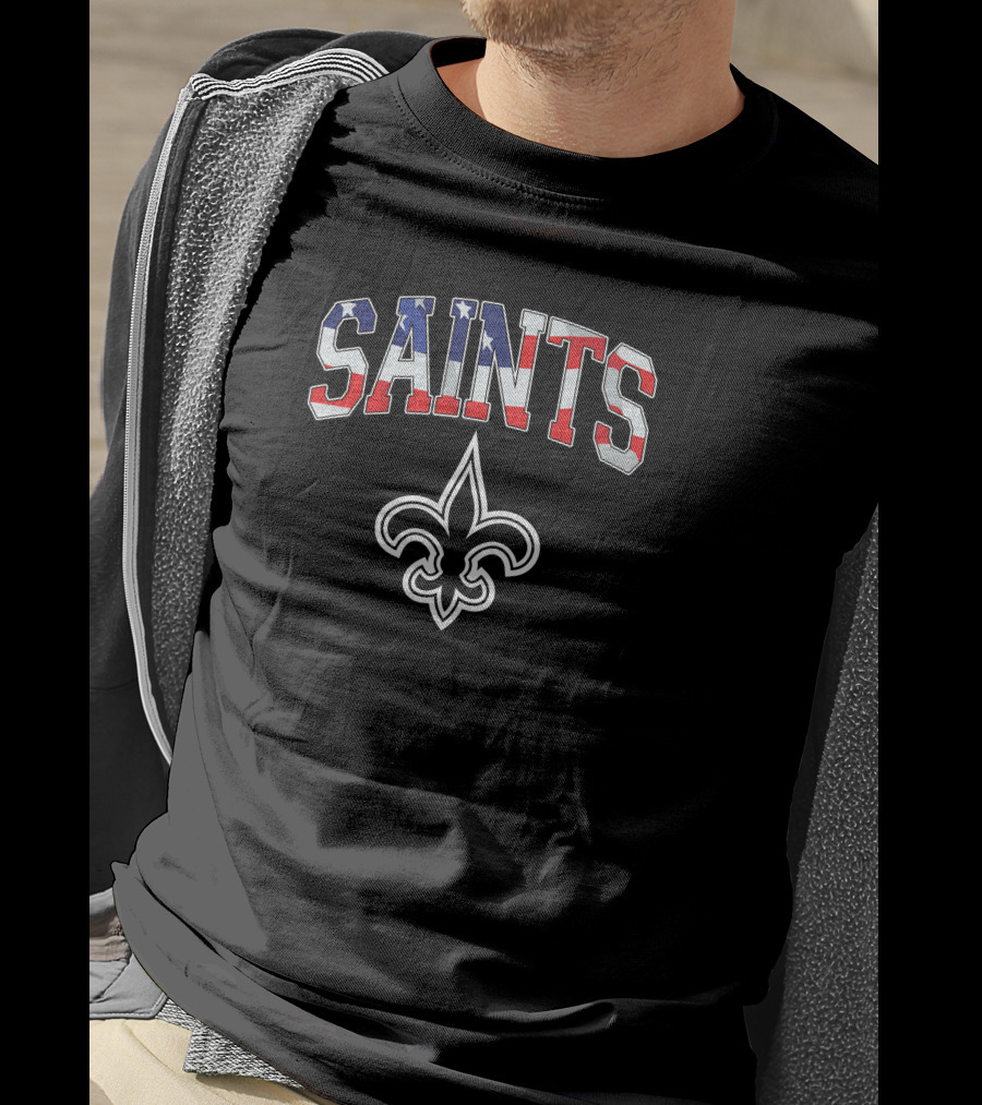 New Orleans Saints American Flag Stars Stripes Fleur-de-lis T-Shirt