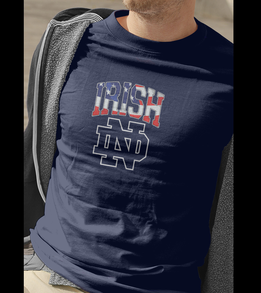 Irish ND American Flag Notre Dame Fighting Irish T-Shirt
