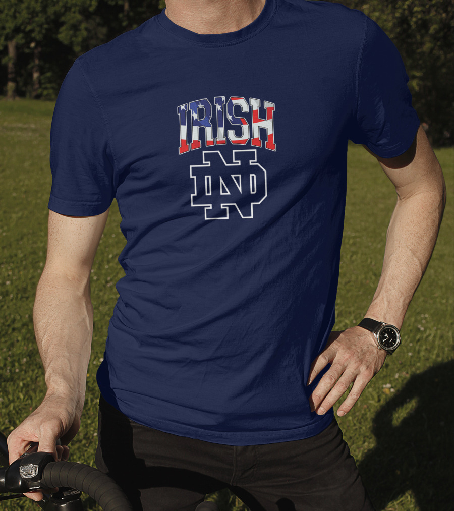 Irish ND American Flag Notre Dame Fighting Irish T-Shirt