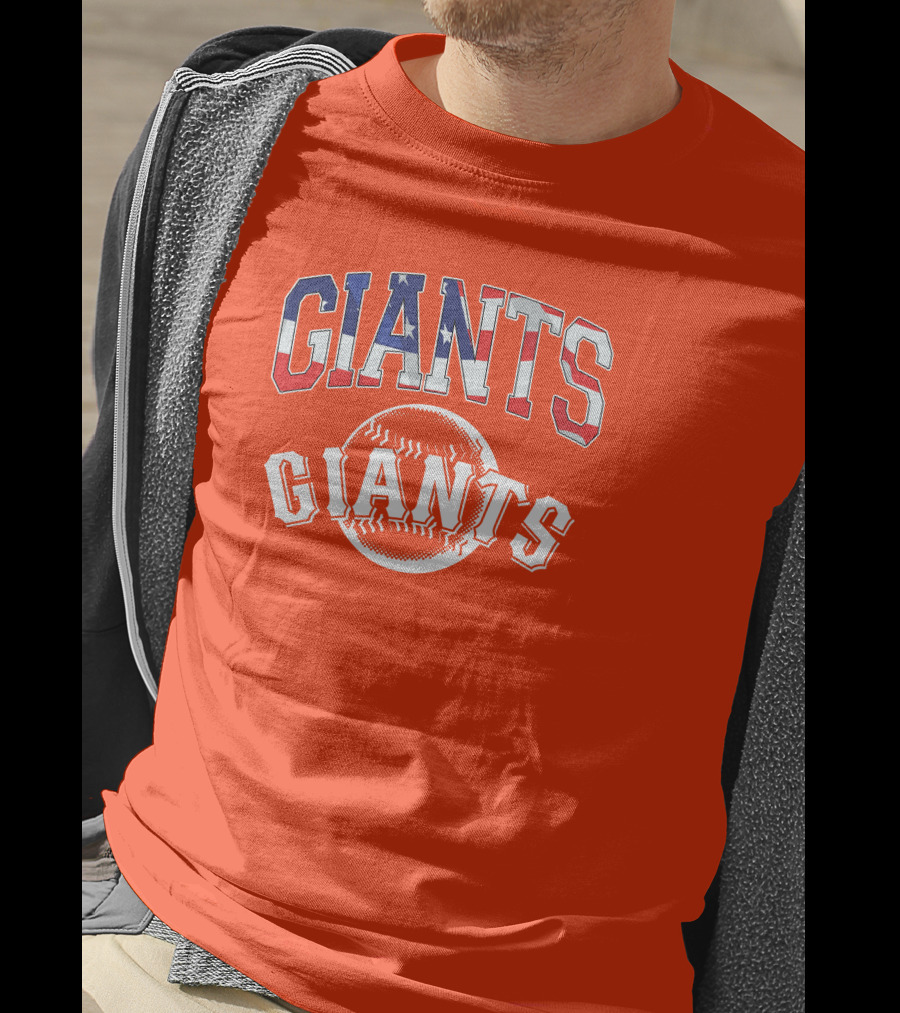 San Francisco Giants American Flag Baseball Letters USA T-Shirt