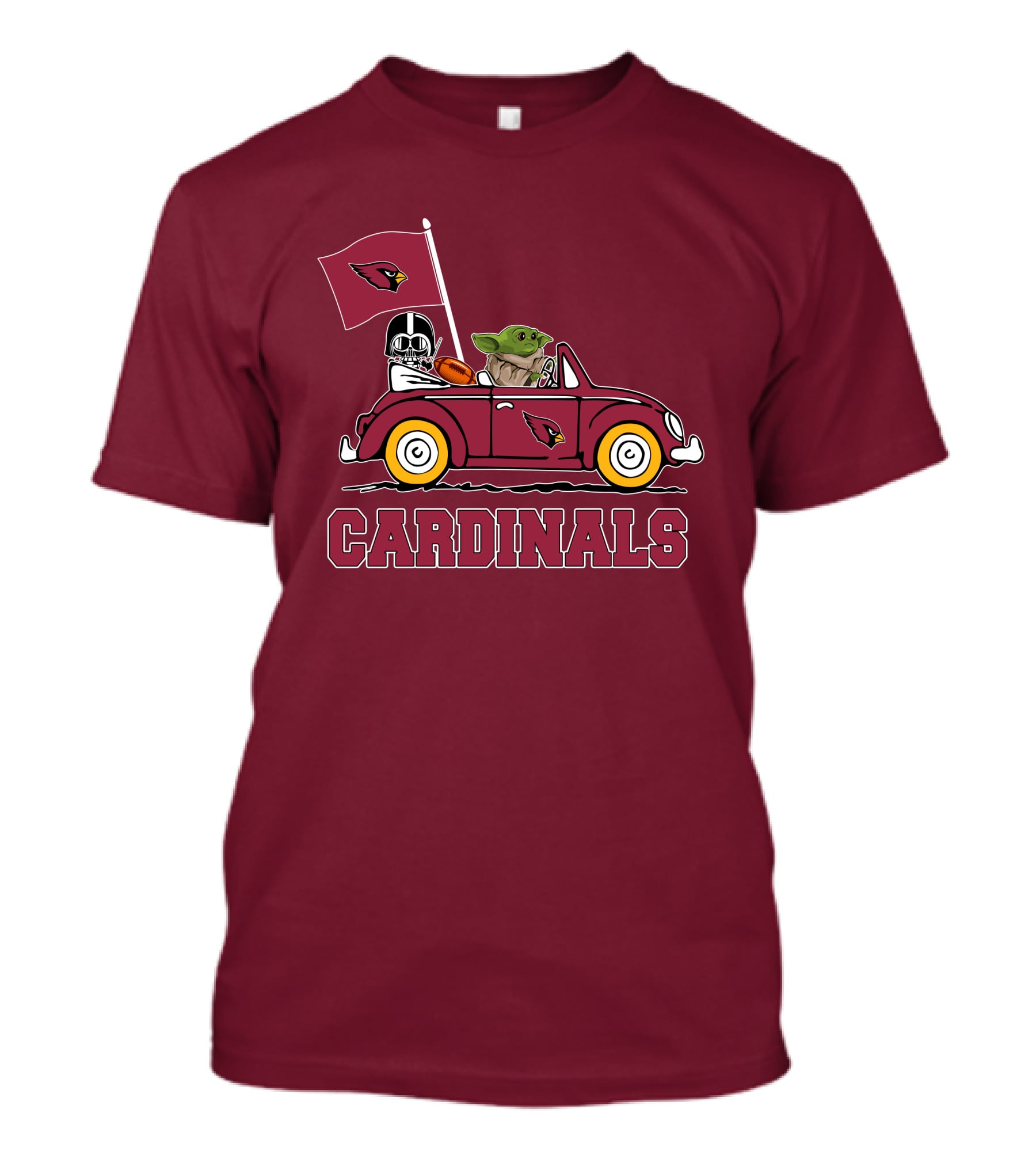 Arizona Cardinals Darth Vader Baby Yoda Car Star Wars T-Shirt