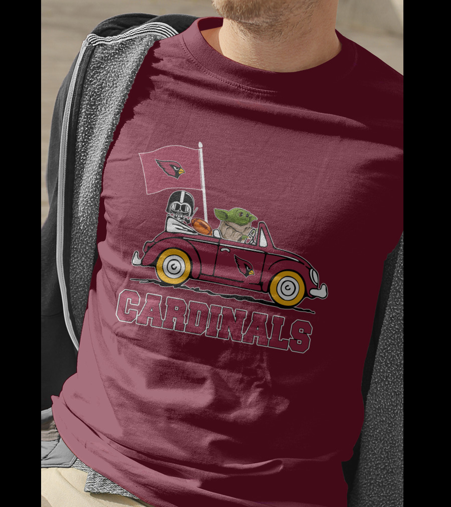 Arizona Cardinals Darth Vader Baby Yoda Car Star Wars T-Shirt