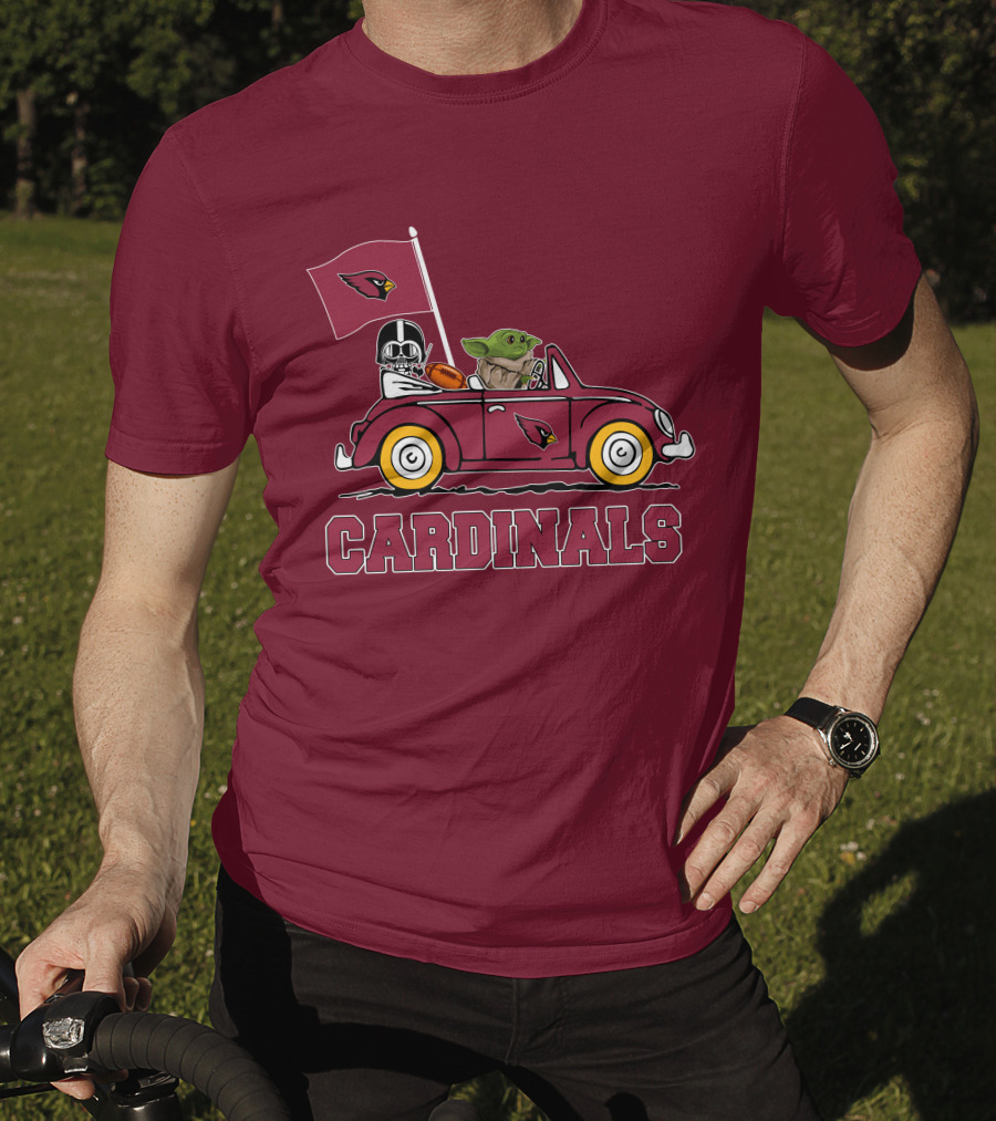 Arizona Cardinals Darth Vader Baby Yoda Car Star Wars T-Shirt
