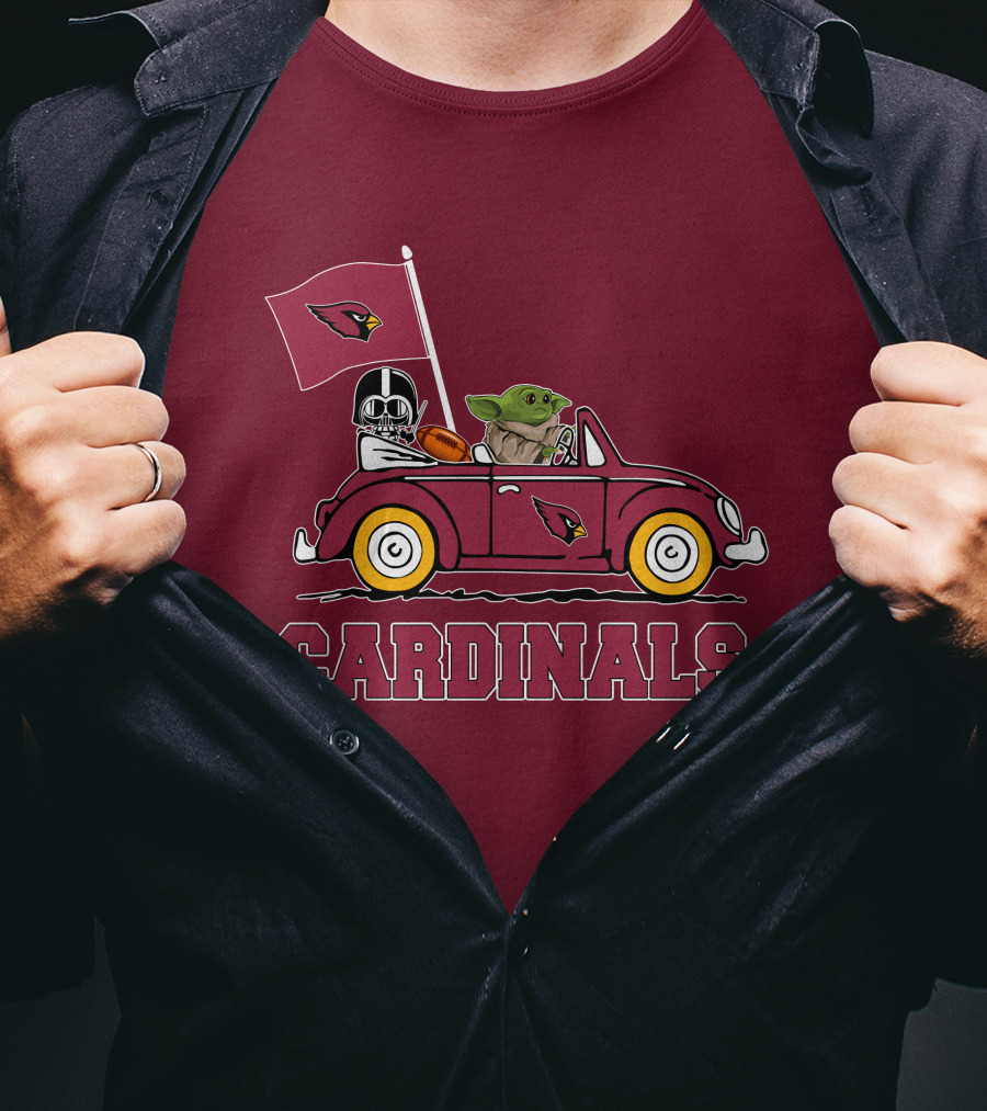Arizona Cardinals Darth Vader Baby Yoda Car Star Wars T-Shirt