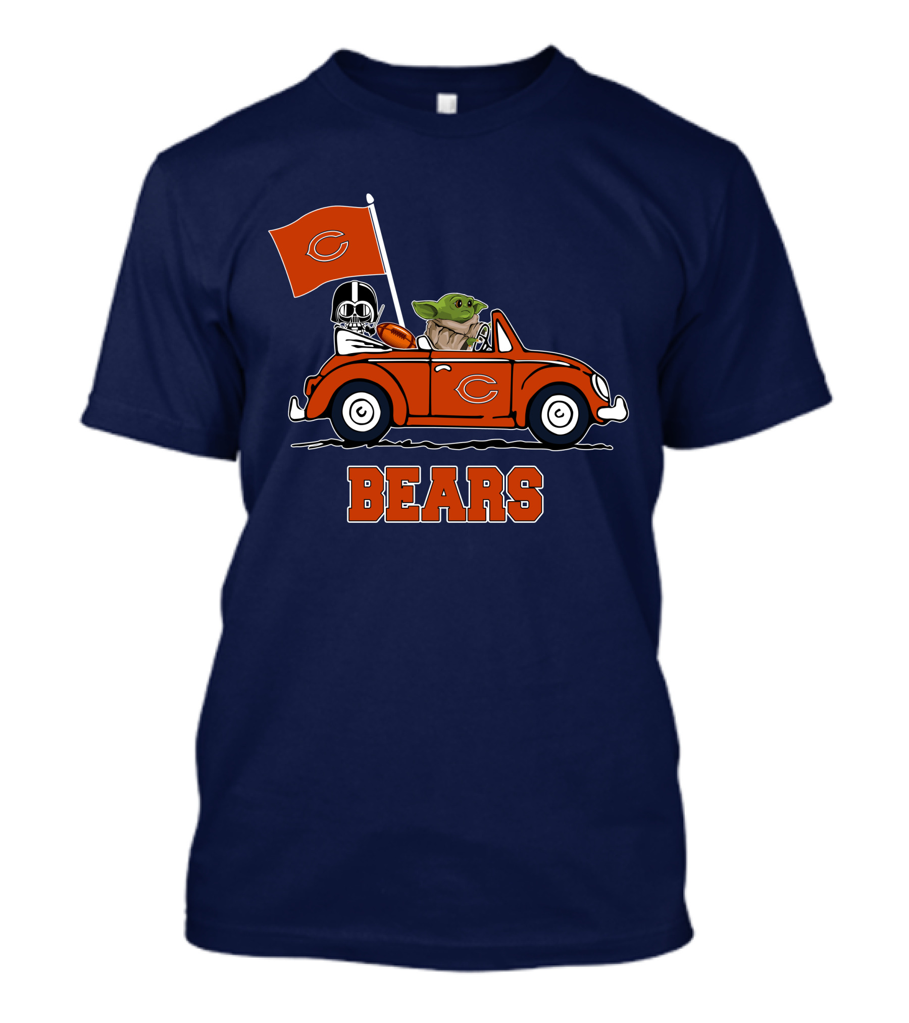 Chicago Bears Darth Vader Baby Yoda Car Driving Star Wars Football T-Shirt