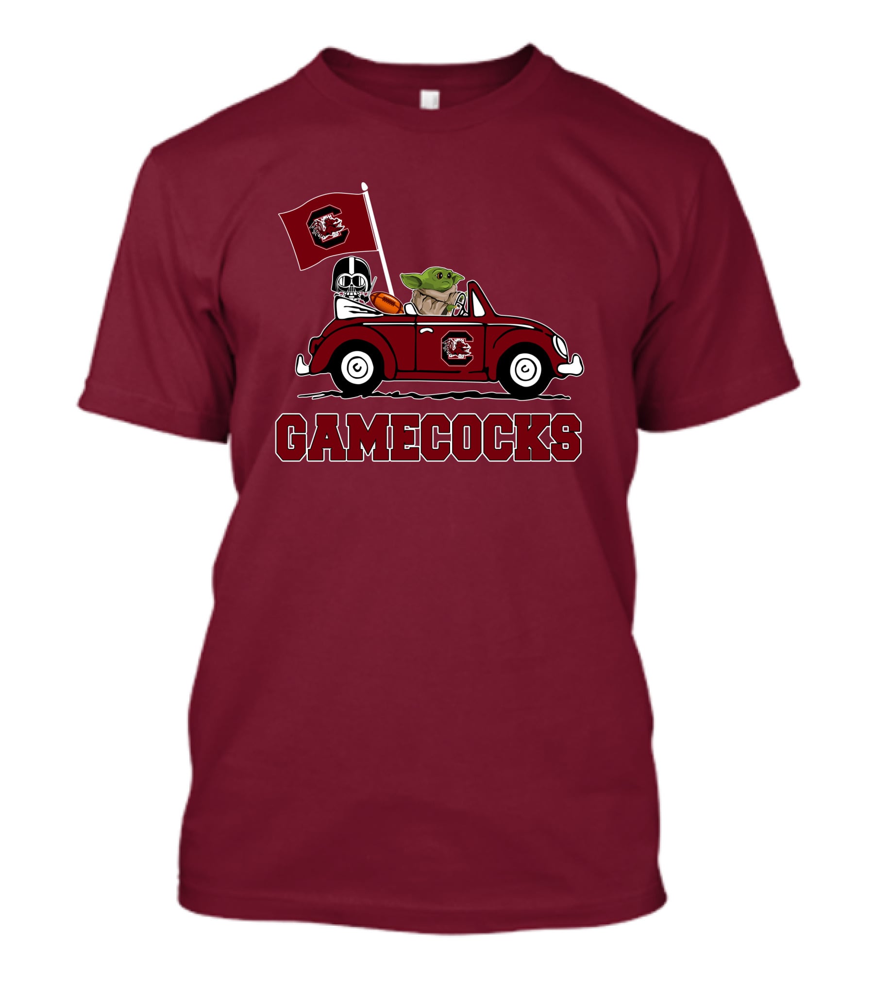 Gamecocks Baby Yoda Darth Vader Driving Football Star Wars T-Shirt