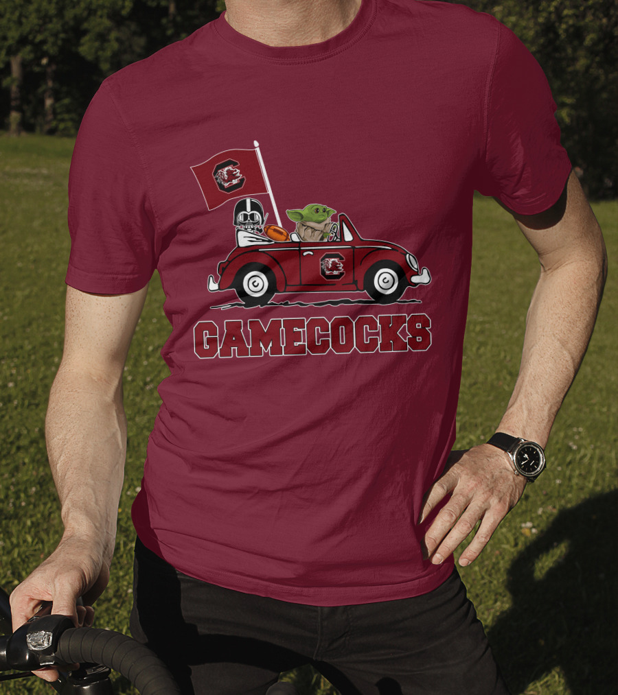 Gamecocks Baby Yoda Darth Vader Driving Football Star Wars T-Shirt
