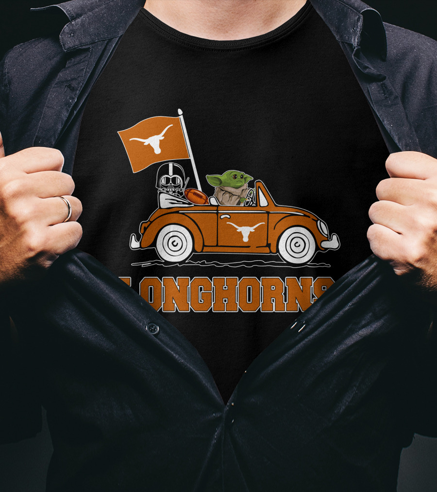 Longhorns Darth Vader Baby Yoda Driving T-Shirt