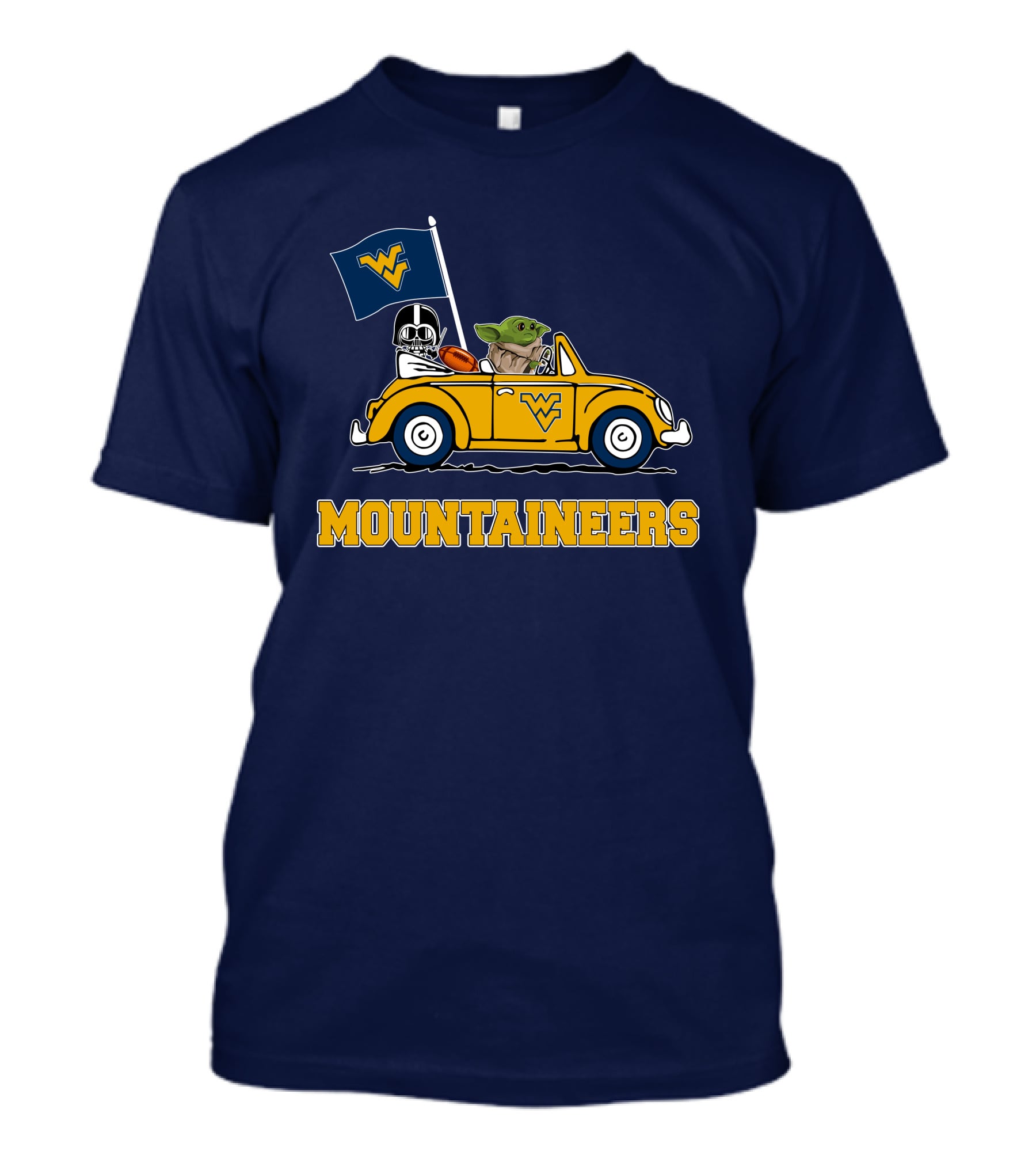 Mountaineers WVM Driving Featuring Baby Yoda And Football Helmet T-Shirt