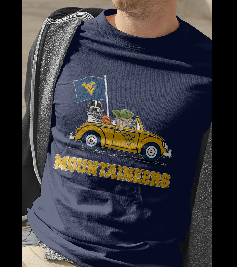 Mountaineers WVM Driving Featuring Baby Yoda And Football Helmet T-Shirt