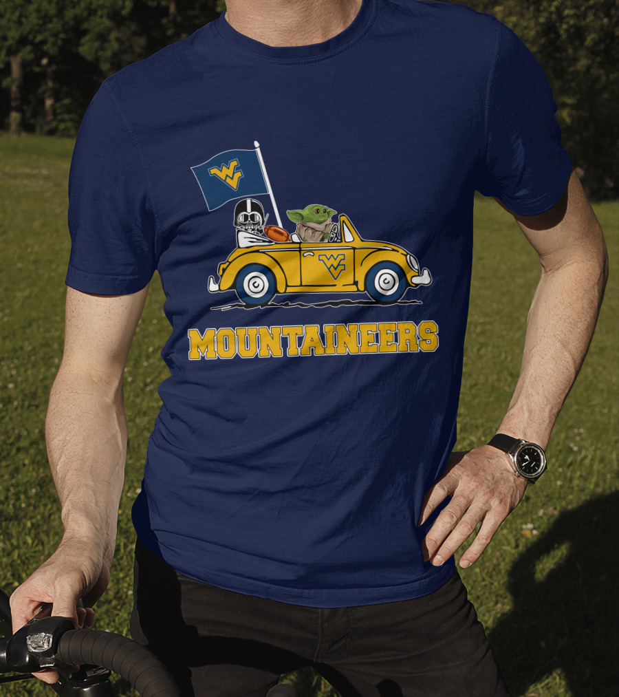 Mountaineers WVM Driving Featuring Baby Yoda And Football Helmet T-Shirt