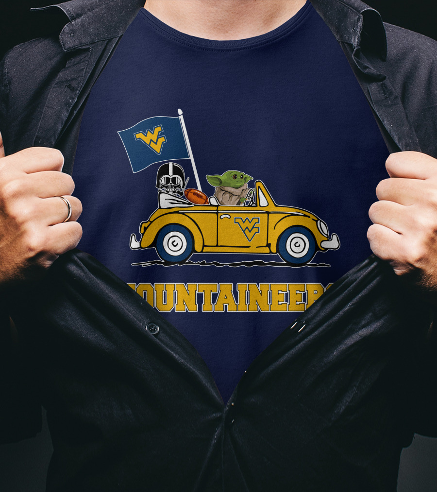 Mountaineers WVM Driving Featuring Baby Yoda And Football Helmet T-Shirt