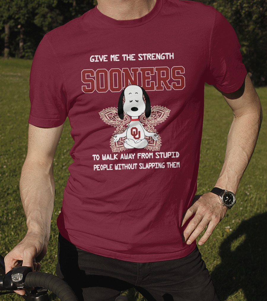 Give Me The Strength Sooners Snoopy OU Walk Away From Stupid People T-Shirt