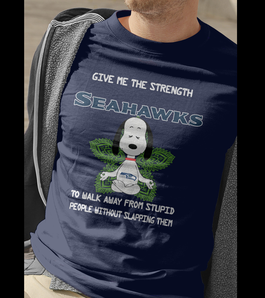 Seahawks Snoopy Yoga Give Me The Strength To Walk Away From Stupid People Without Slapping Them T-Shirt