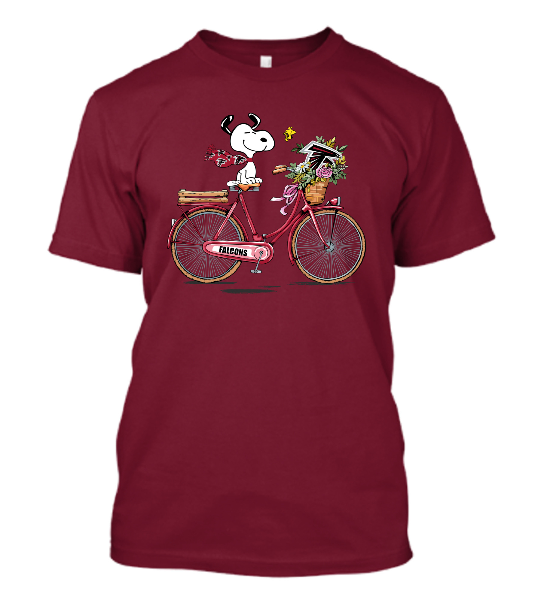 Atlanta Falcons Snoopy Woodstock Bicycle Adventure T-Shirt