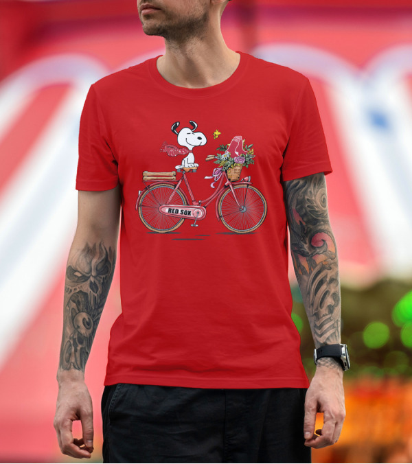Premium T-Shirt: Red Sox Snoopy Big Ride T-Shirt Red Sox Snoopy Big Ride T-Shirt