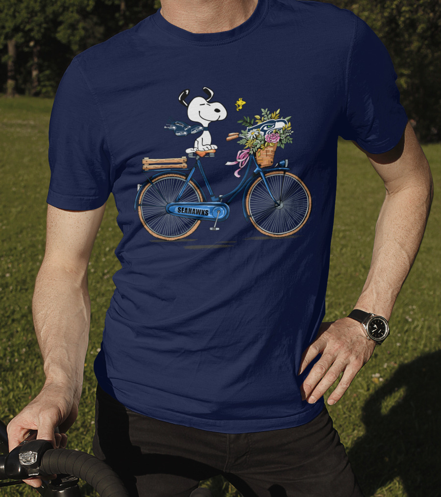 Seattle Seahawks Snoopy Bicycle Adventure T-Shirt