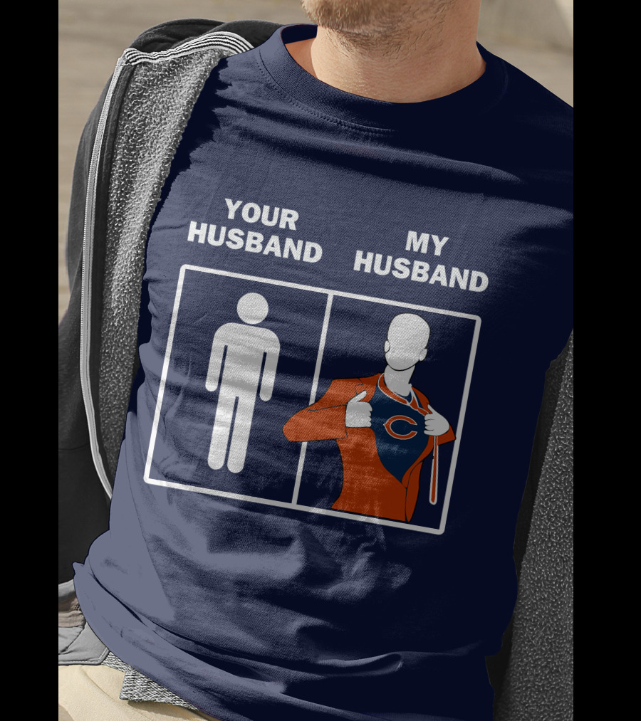 Chicago Bears My Husband Superman Logo Parody Your Husband T-Shirt