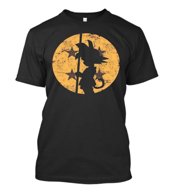 Songoku Dragonball Silhouette With Stars Circle T-Shirt