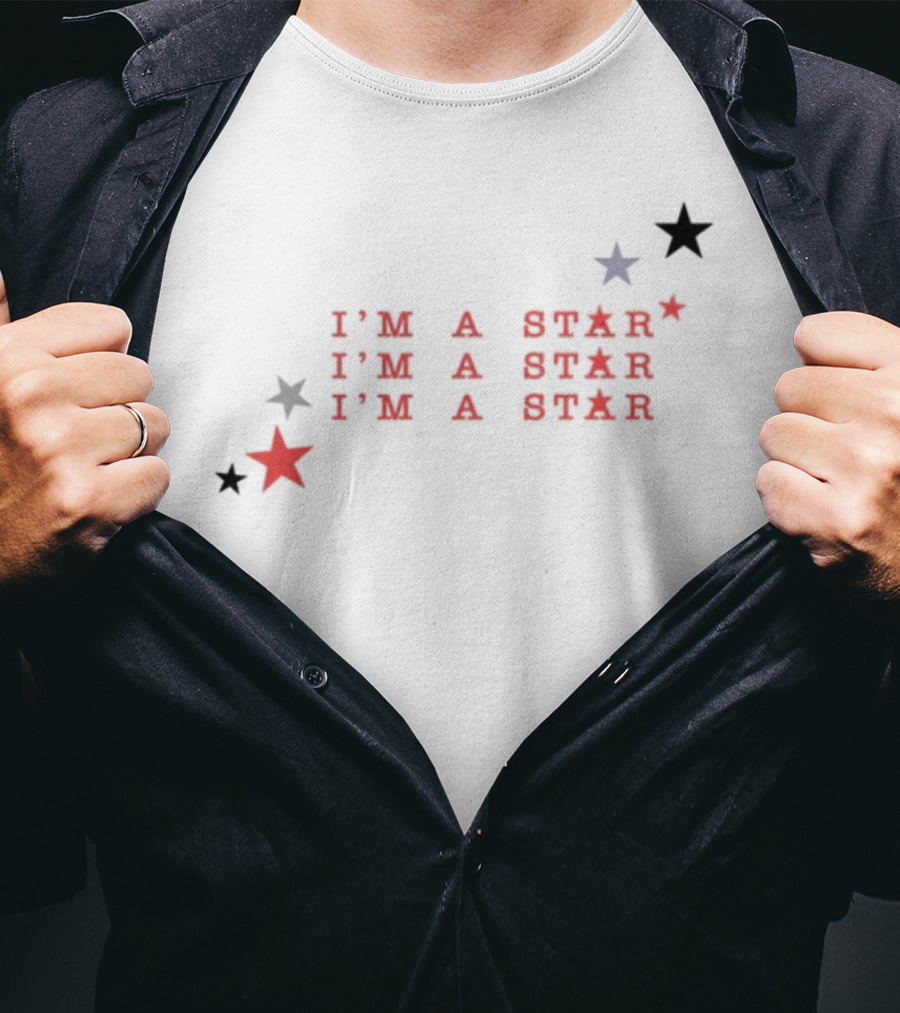 I'm A Star Red Blue Stars Repeating Text Pattern T-Shirt