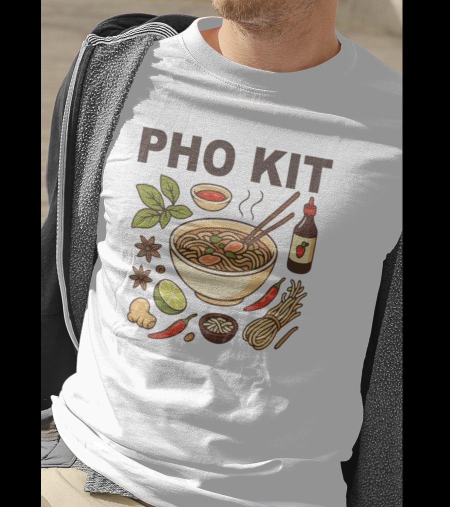 Pho Kit Noodle Bowl With Ingredients And Chopsticks T-Shirt