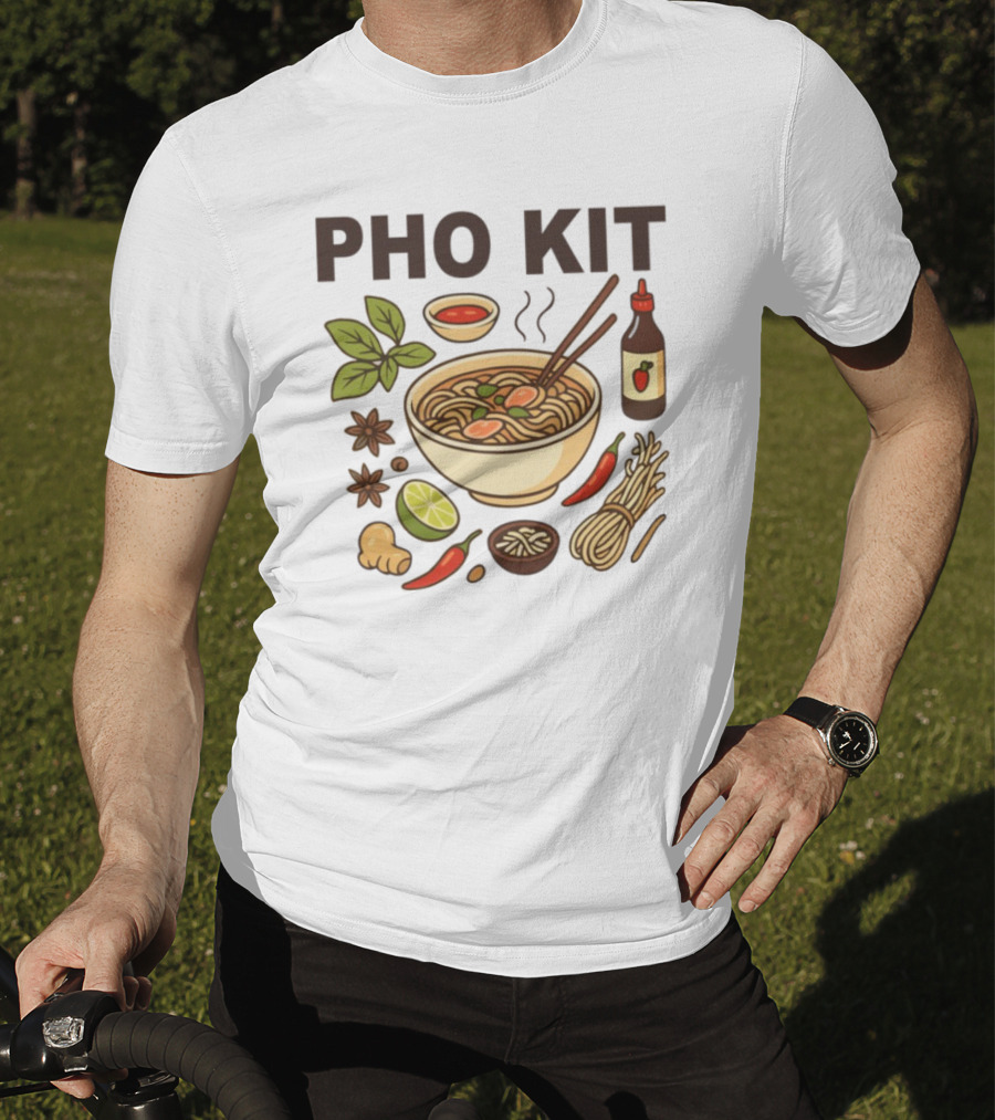 Pho Kit Noodle Bowl With Ingredients And Chopsticks T-Shirt