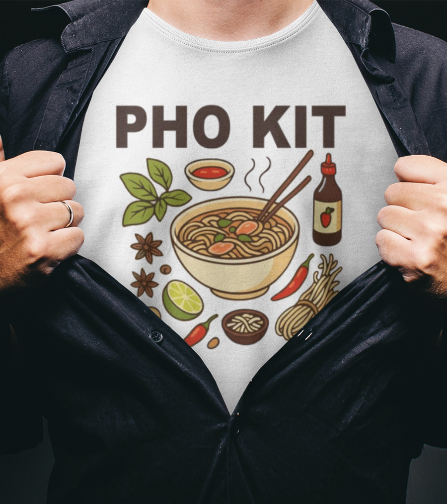 Pho Kit Noodle Bowl With Ingredients And Chopsticks T-Shirt