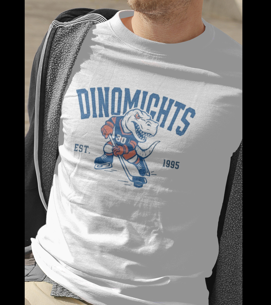 DinoMights Hockey Est 1995 Dinosaur Team Mascot T-Shirt