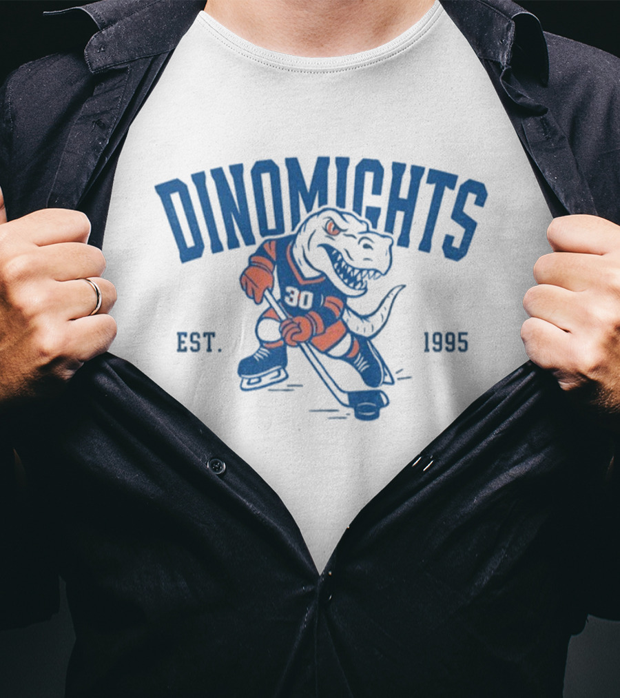 DinoMights Hockey Est 1995 Dinosaur Team Mascot T-Shirt