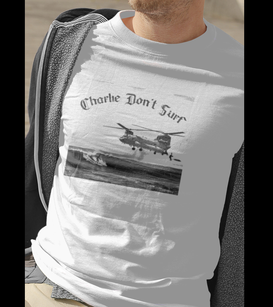 Charlie Don’t Surf Military Helicopter Waves T-Shirt