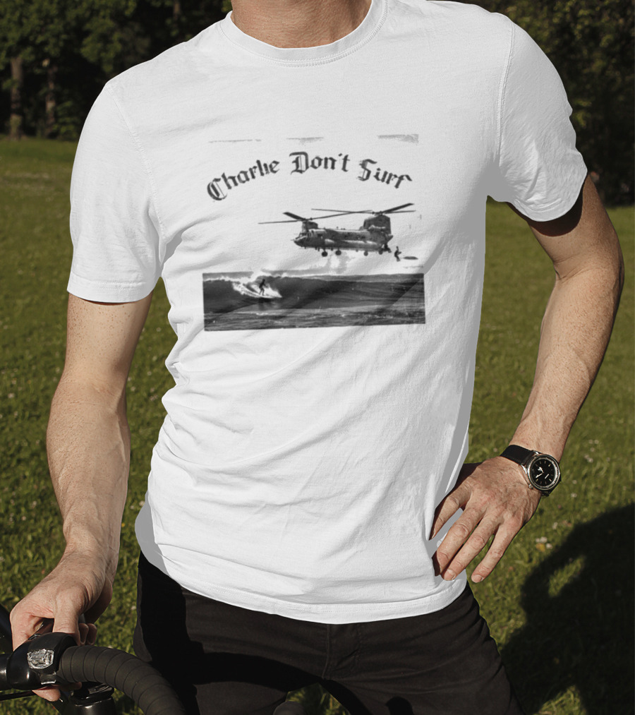 Charlie Don’t Surf Military Helicopter Waves T-Shirt