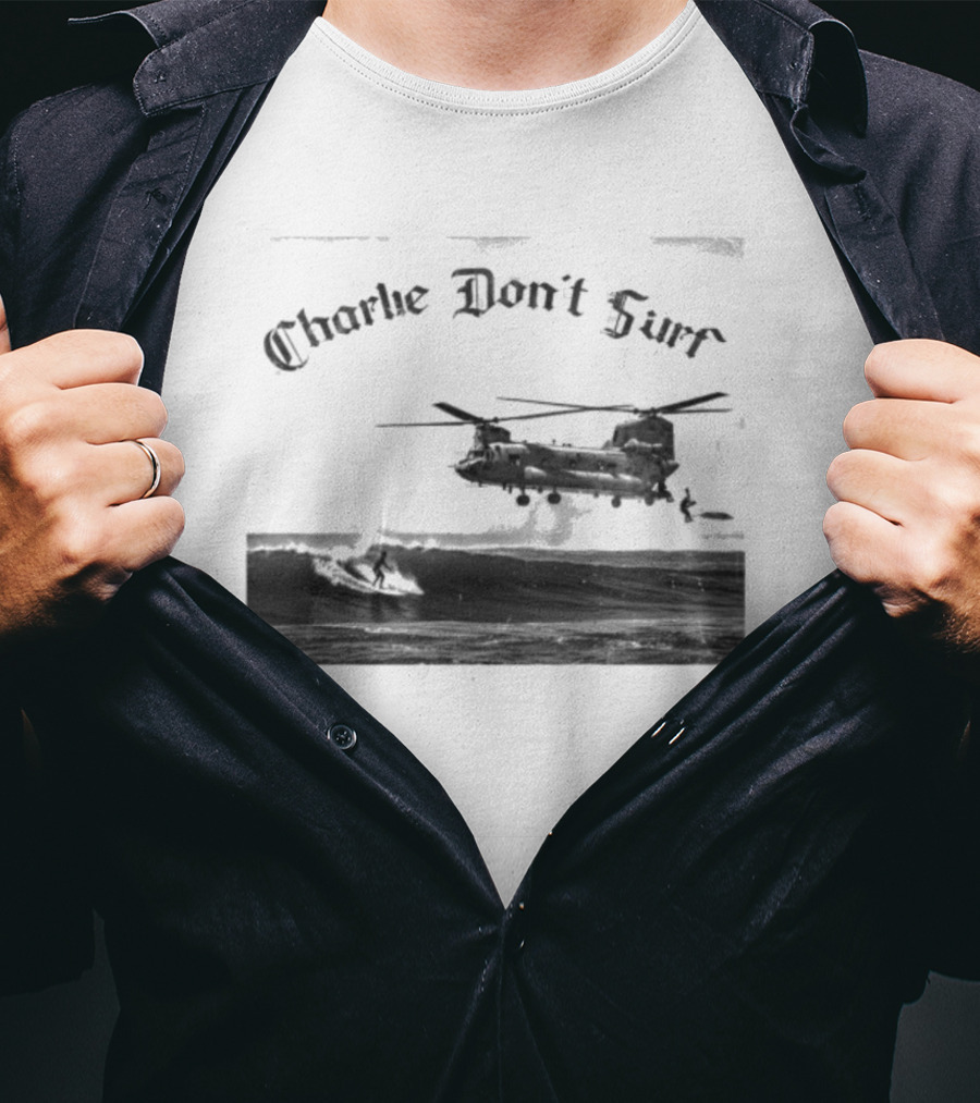 Charlie Don’t Surf Military Helicopter Waves T-Shirt