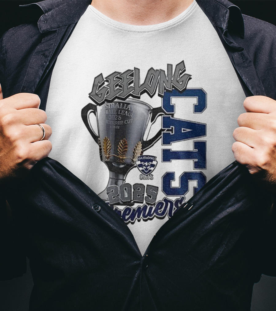 Geelong Cats AFL Premiers 2025 Champions Cup Football T-Shirt
