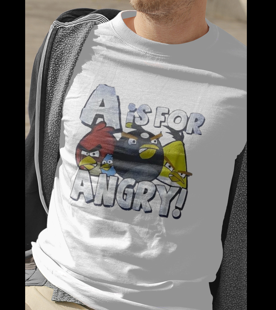A Is For Angry Birds Characters Text Design T-Shirt