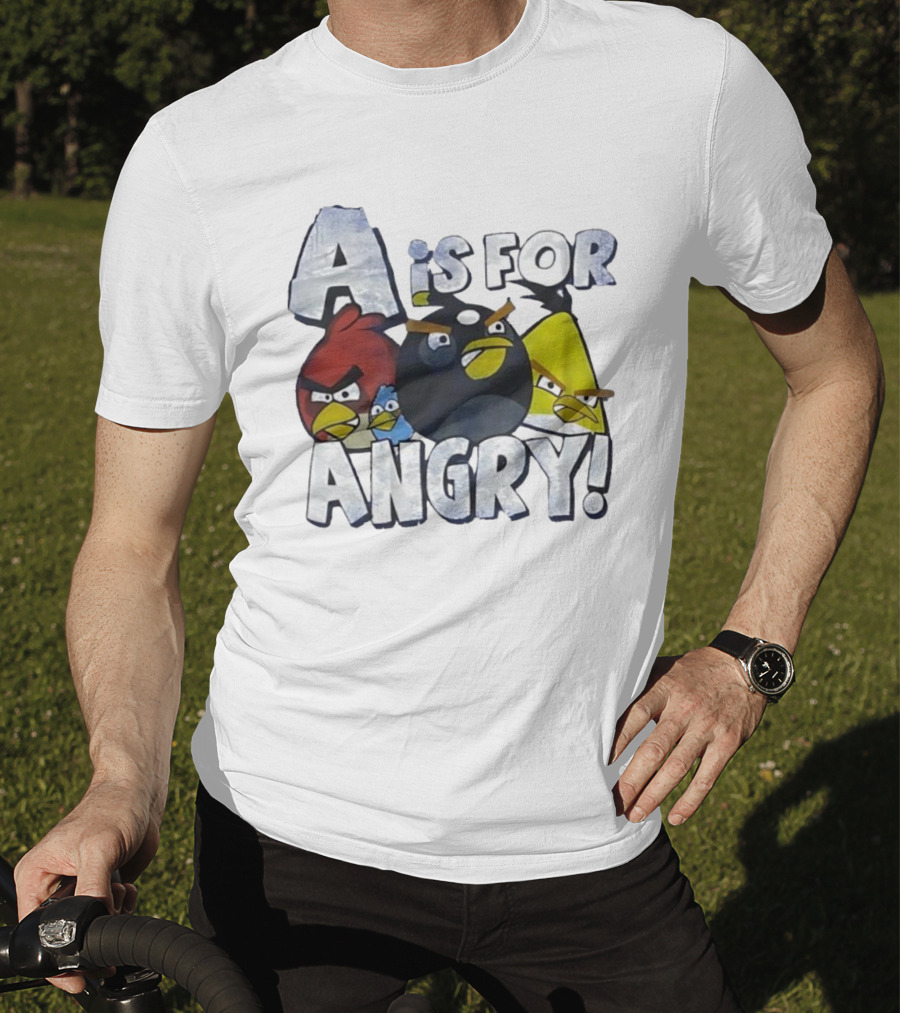 A Is For Angry Birds Characters Text Design T-Shirt