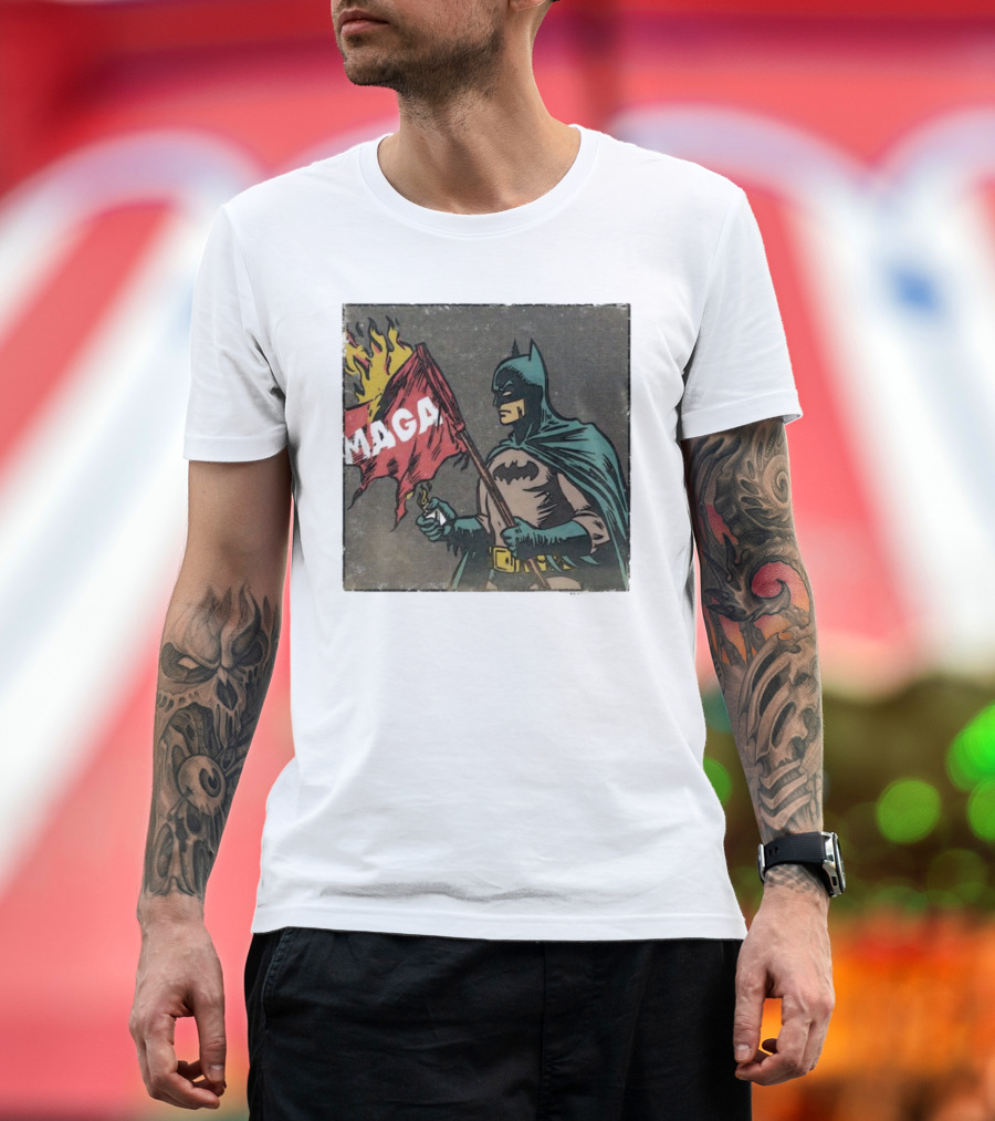 "Cult Of The Batman Holding Burning MAGA Flag" T-Shirt