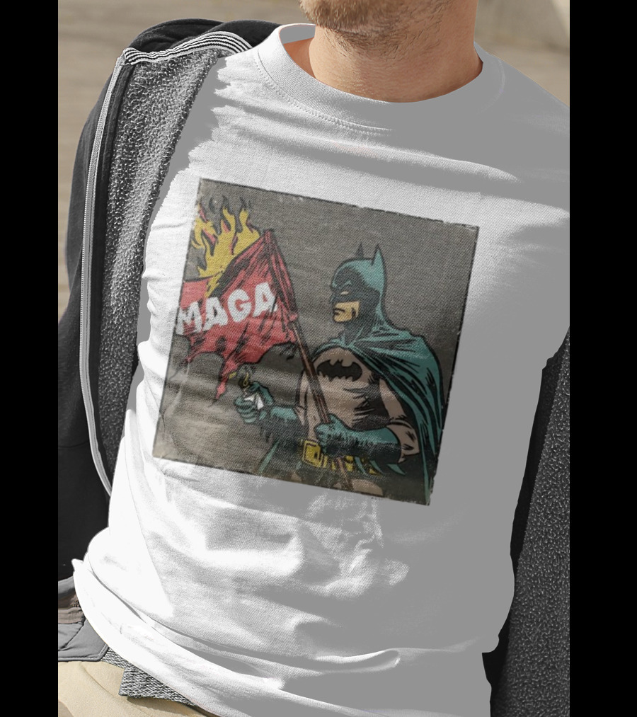 "Cult Of The Batman Holding Burning MAGA Flag" T-Shirt