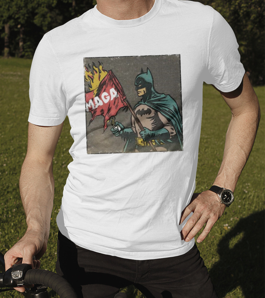 "Cult Of The Batman Holding Burning MAGA Flag" T-Shirt