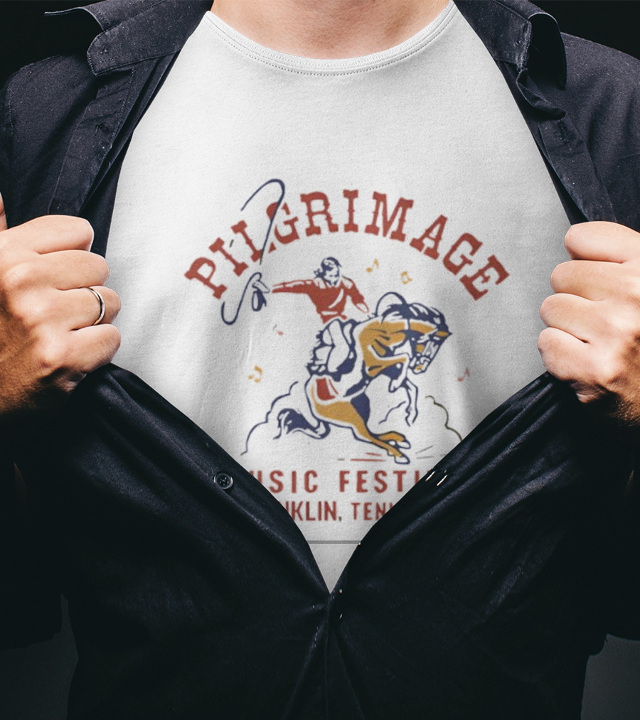 Pilgrimage Music Festival 2025 Franklin Tennessee Cowboy Riding Bull T-Shirt