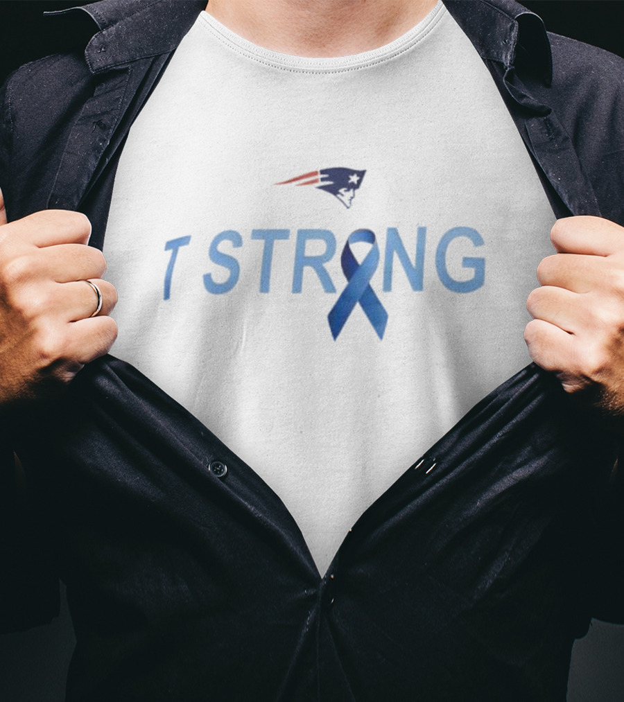 Patriots Strong Blue Ribbon Symbol With Mike Vrabel T-Shirt