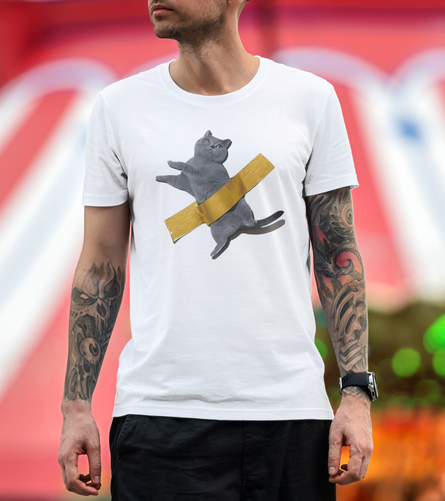 Tape Cat Joke Humor Duct Tape Gag T-Shirt