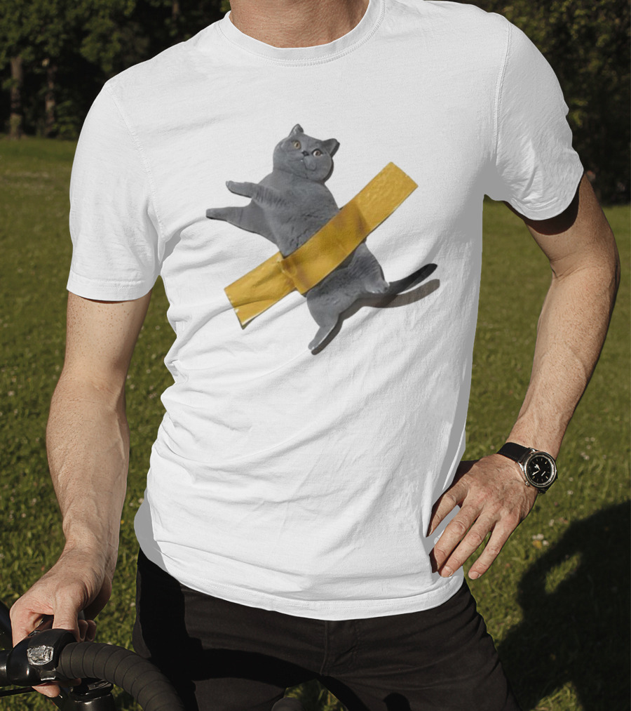 Tape Cat Joke Humor Duct Tape Gag T-Shirt