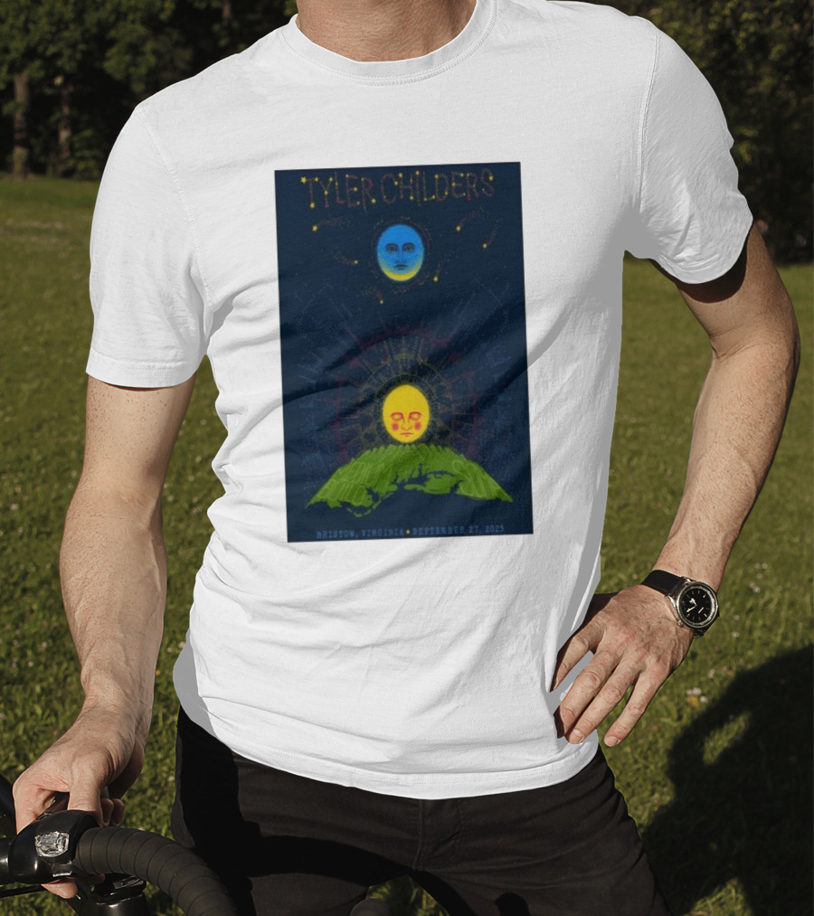 Tyler Childers Bristow Virginia September 27 2025 Medium Build Sola Blue Moon Yellow Sun T-Shirt